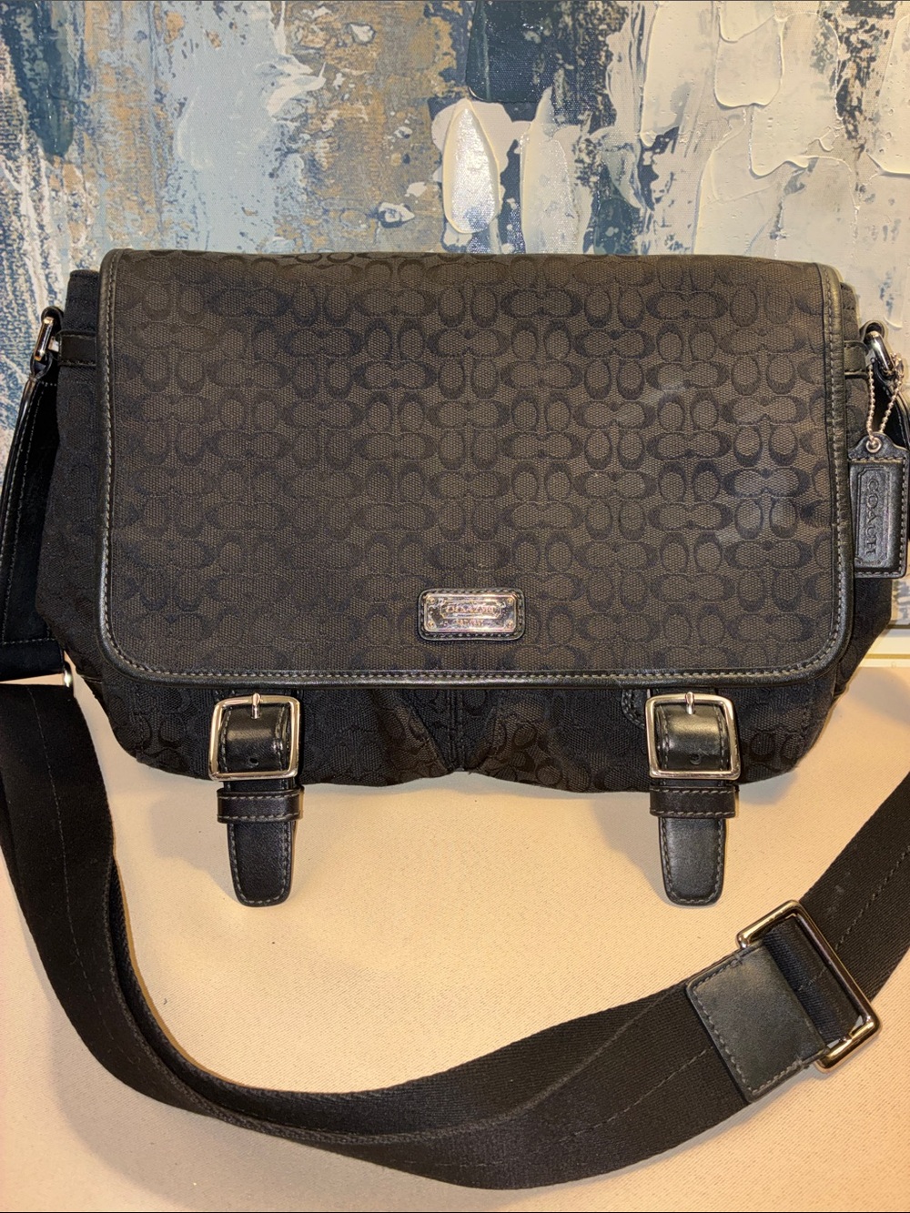 Genuine Coach Signature Jacquard Black Canvas Messenger Bag F70283  2011 - Picture 11 of 16